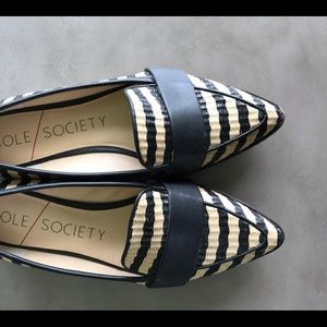 Sole Society Edie Smoking Slipper Flat - Nat/Black